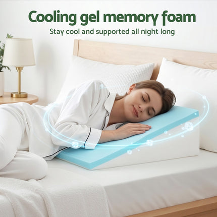 Giselle Bedding Wedge Pillow Gel Memory Foam Ergonomic Support Bamboo Cover