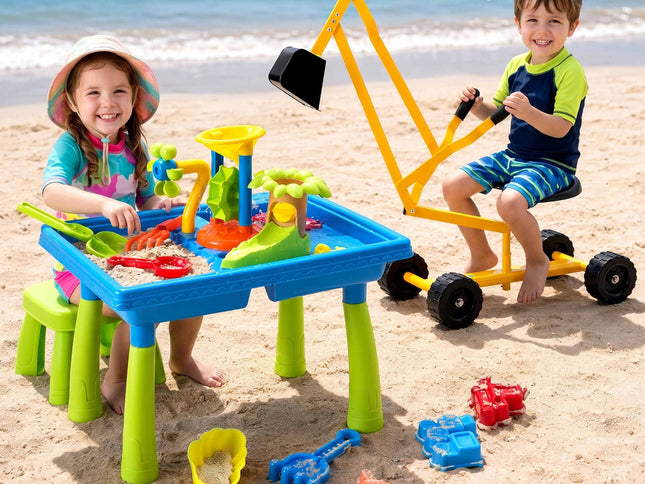 Keezi Ride On Digger with Sand and Water Table Sandpit Toys Set