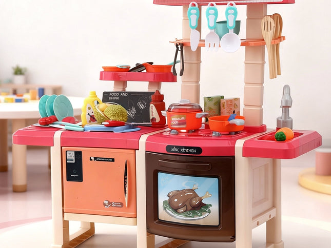 Keezi Kids Kitchen Pretend Play Set Cooking Sound Steam Light Function