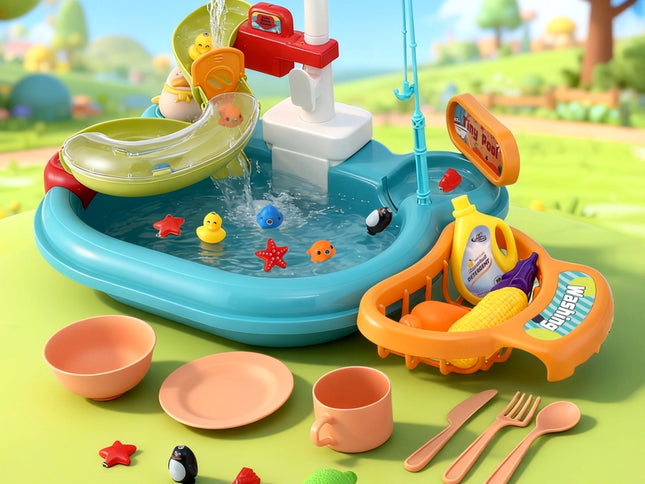Keezi Kids Pretend Play with Faucet Floating Fishing Toys Play food