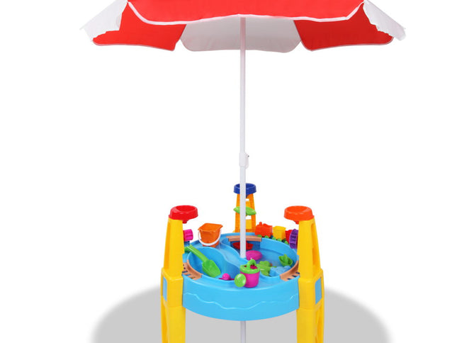 Keezi Kids Sandpit Pretend Play Set Water Sand Table Children Outdoor Toy Umbrella