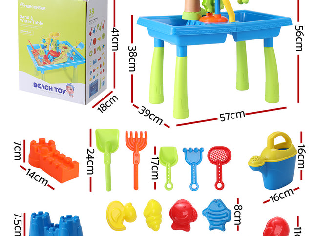 Keezi Kids Sand and Water Table Windmill Shovel Outdoor Sandpit Toys Beach Play