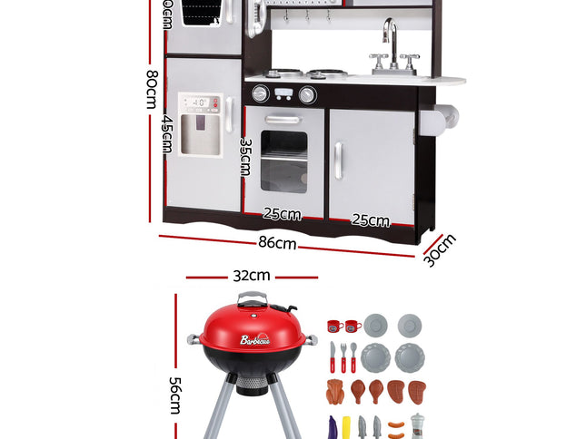 Keezi Kids Kitchen Playset BBQ Grill Toy with Wooden Pretend Play Set 80cm