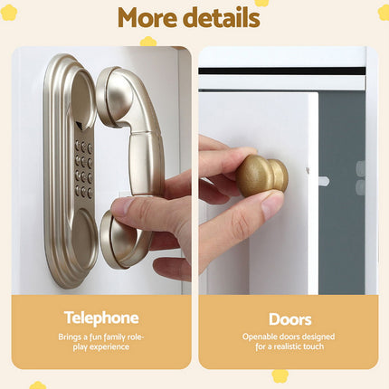 Keezi Kids Kitchen Play Set Wooden Pretend Toys Cooking Children Storage Golden