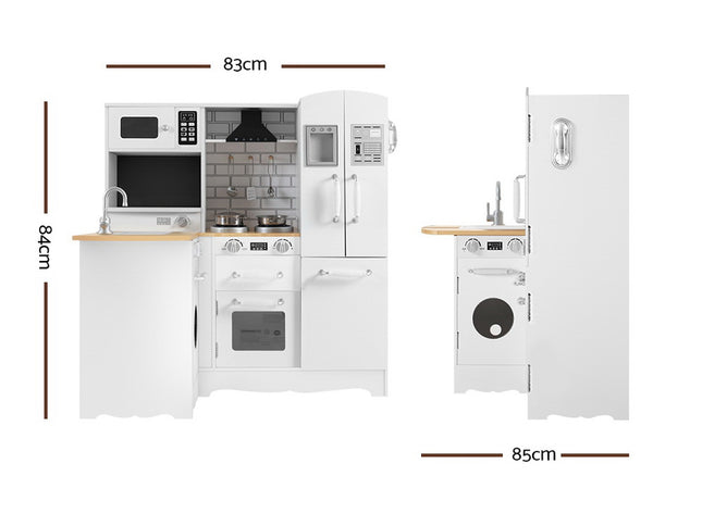 Keezi Kids Kitchen Play Set Wooden Pretend Toys Cooking Children Fridge White