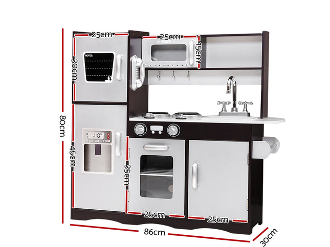 Keezi Kids Kitchen Play Set Wooden Pretend Toys Cooking Children Stove Fridge