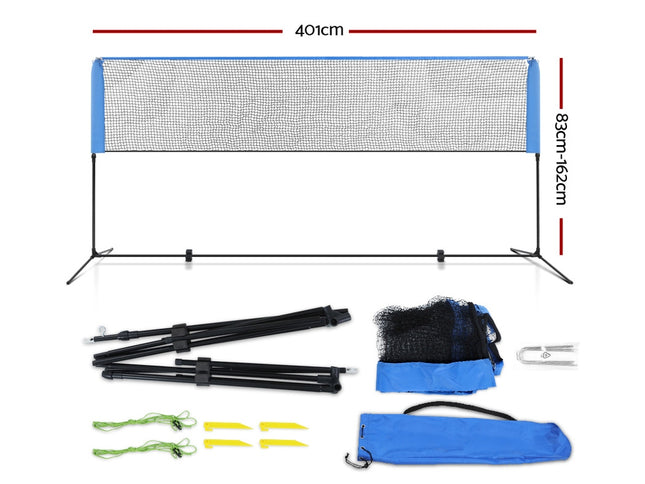 Everfit 4m Badminton Tennis Net Portable Volleyball Kit Adjustable Height