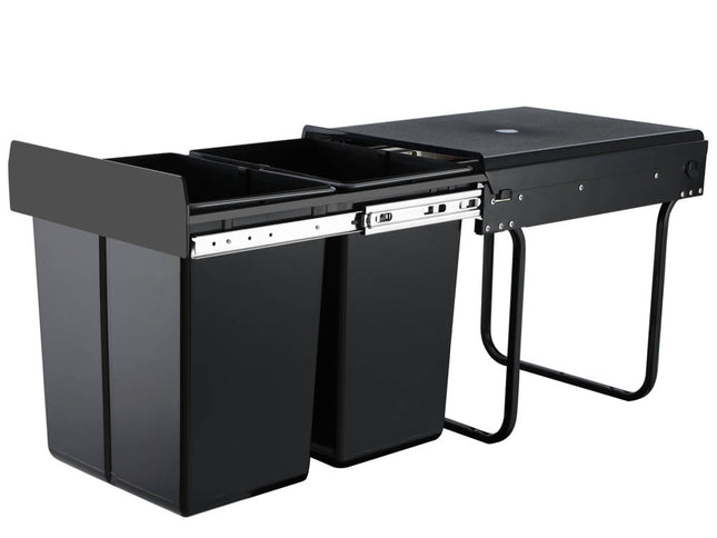 Cefito Pull Out Bin Kitchen Double Basket 2X20L Black