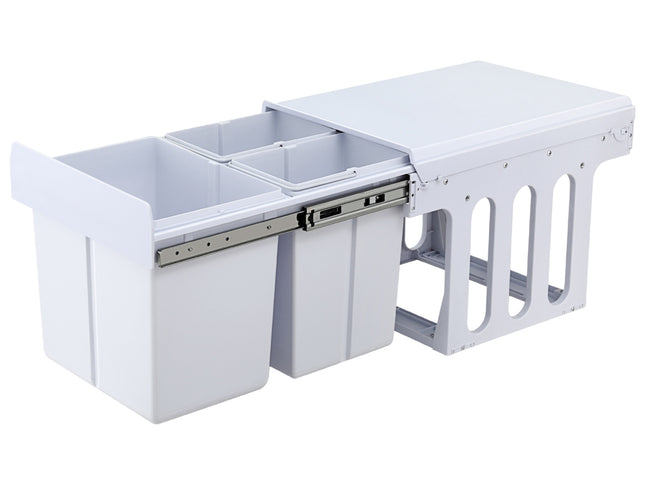 Cefito Pull Out Bin Kitchen Triple Slide Garbage Rubbish Bins Basket White 31L