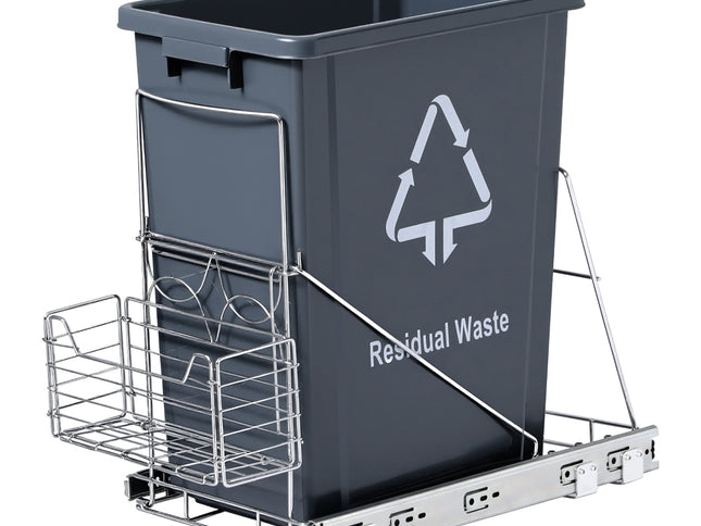 Cefito Pull Out Bin Kitchen Cabinet Slide Garbage Rubbish Bins Basket 40L Grey