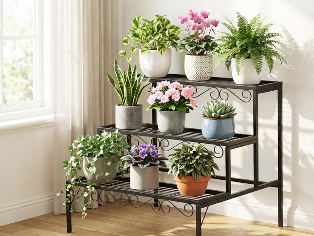 Artiss Plant Stand 3 Tier Metal Corner Plant Shelf Multiple Flower Holder Rack
