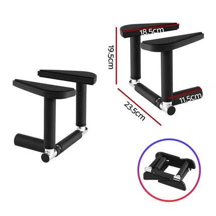 Everfit 2Pcs/Set Pull Up Bar Portable Foldable Dip Station Multi Gym 120kg Home Power Station Black