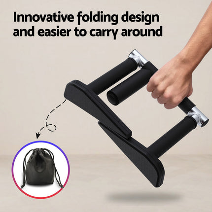 Everfit 2Pcs/Set Pull Up Bar Portable Foldable Dip Station Multi Gym 120kg Home Power Station Black