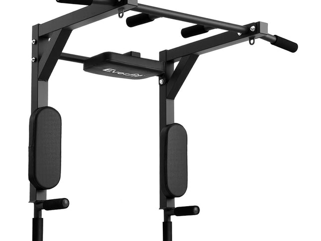Everfit Pull Up Bar Dip Station Multi Gym 150kg Home Power Station Black Red