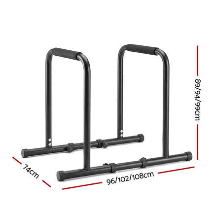 Everfit Dip Station Parallette Bars Home Gym Workout Stand Black