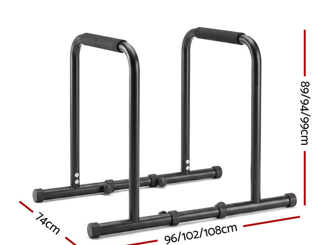 Everfit Dip Station Parallette Bars Home Gym Workout Stand Black
