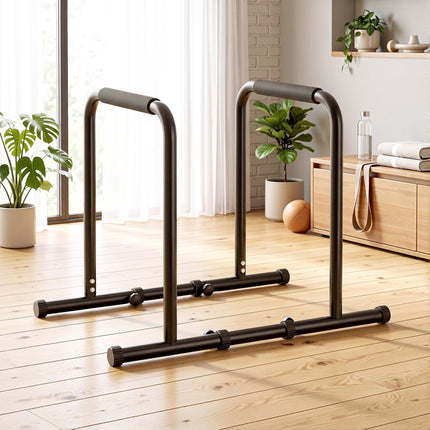 Everfit Dip Station Parallette Bars Home Gym Workout Stand Black