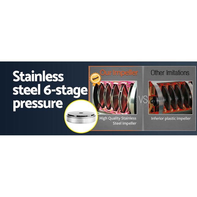 Giantz Garden Water Pump High Pressure 2500W Max. 6-Stage Tank Irrigation Black