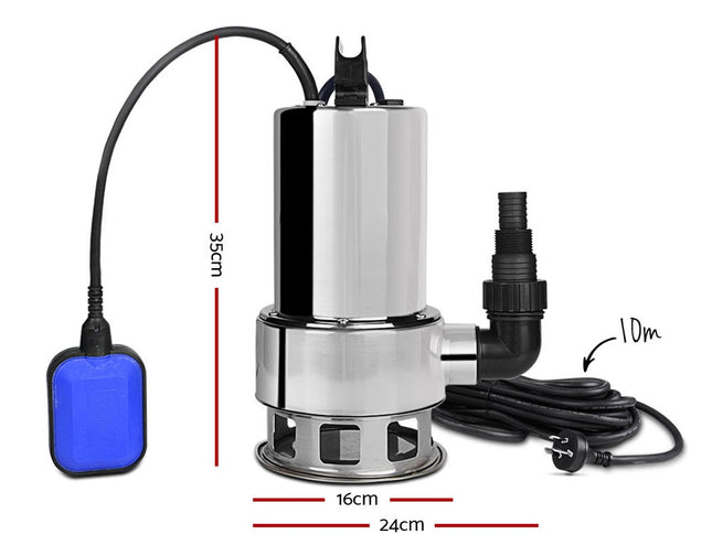 Giantz 1800W Max. Submersible Dirty Water Pump Bore Tank Well Steel Automatic Clean