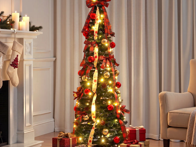 Jingle Jollys Pop Up Christmas Tree Pre Decorated Artificial Christmas Tree 160cm