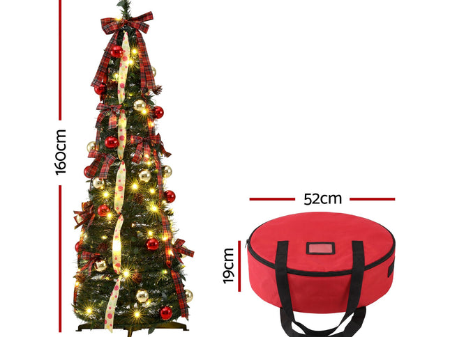 Jingle Jollys Pop Up Christmas Tree Pre Decorated Artificial Christmas Tree 160cm