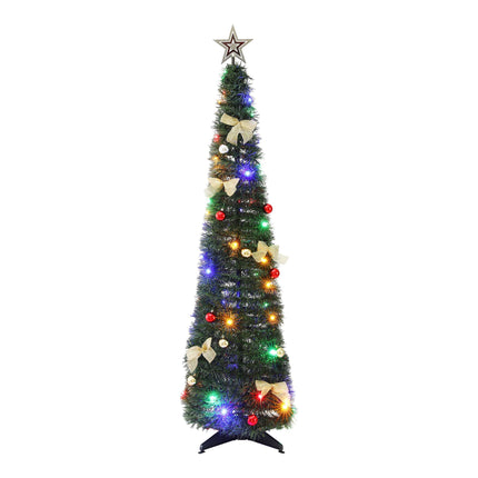 Jingle Jollys Pop Up Christmas Tree Pre Decorated Multicolour LED 155cm