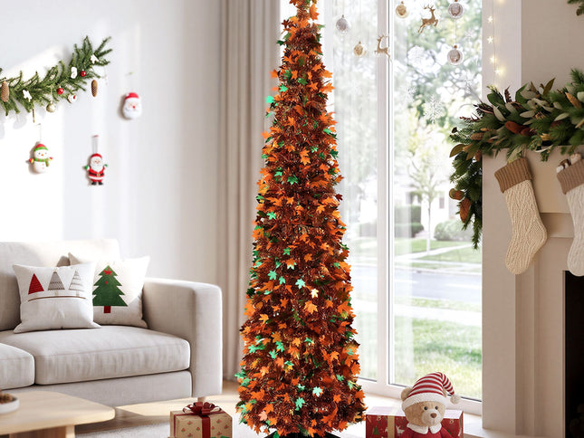 Jingle Jollys 160cm Pop Up Christmas Tree Artificial Christmas Tree Golden Maple Leaf