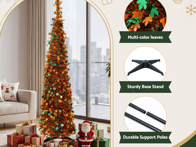 Jingle Jollys 160cm Pop Up Christmas Tree Artificial Christmas Tree Golden Maple Leaf