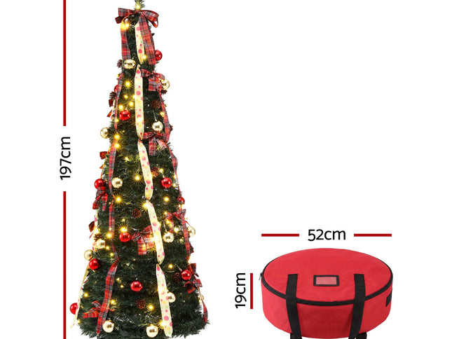 Jingle Jollys Pop Up Christmas Tree Pre Decorated Artificial Christmas Tree 197cm