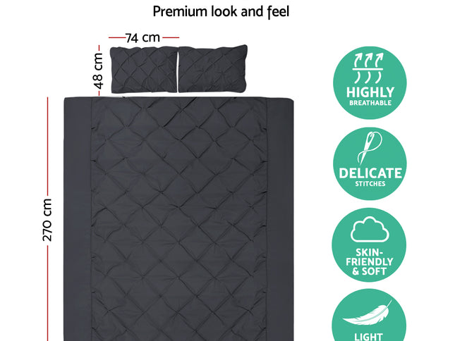 Giselle Bedding Quilt Cover Set Diamond Black Super King