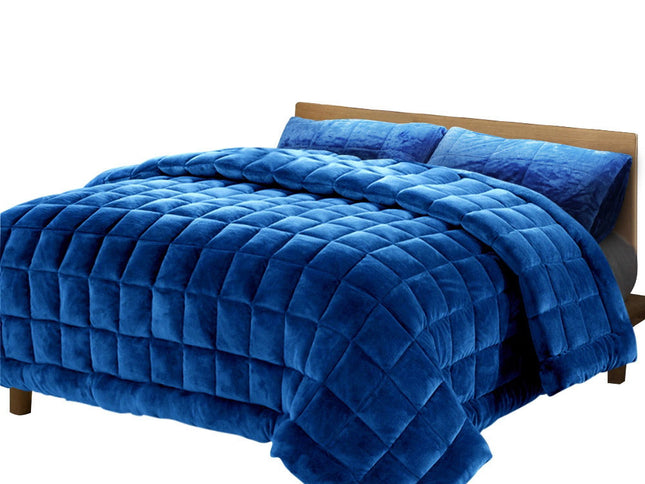 Giselle Bedding Faux Mink Quilt Blue King