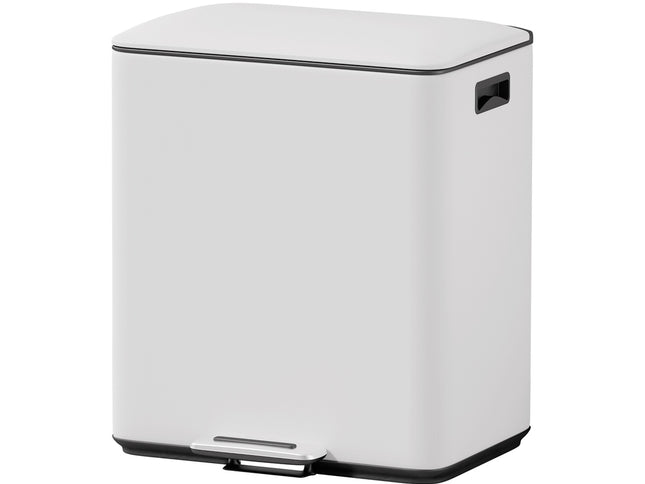 Cefito Pedal Bins Rubbish Bin Dual Compartment Waste Recycle Dustbins 40L White