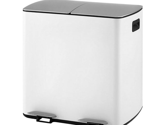 Cefito Pedal Bins Rubbish Bin Dual Compartment Waste Recycle Dustbins 40L White