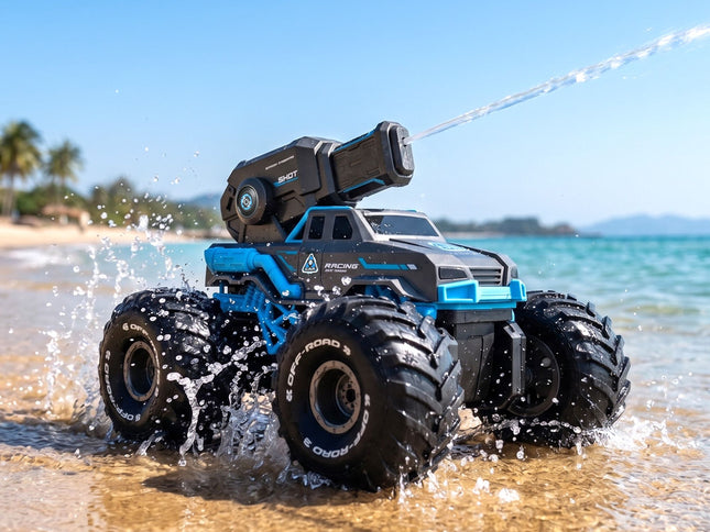 Keezi Kids Amphibious 2.4GHz Remote Control Car Boat with Water Spray Blue