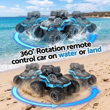 Keezi Kids Amphibious 2.4GHz Remote Control Car Boat with Water Spray Blue