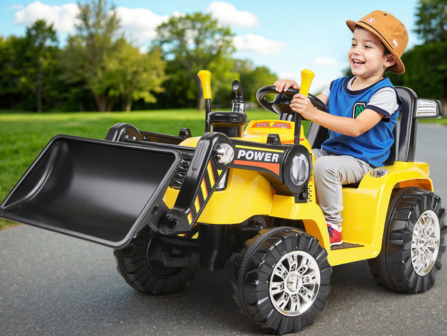 Rigo Kids Electric Ride On Car Bulldozer Digger Loader Remote 6V Yellow