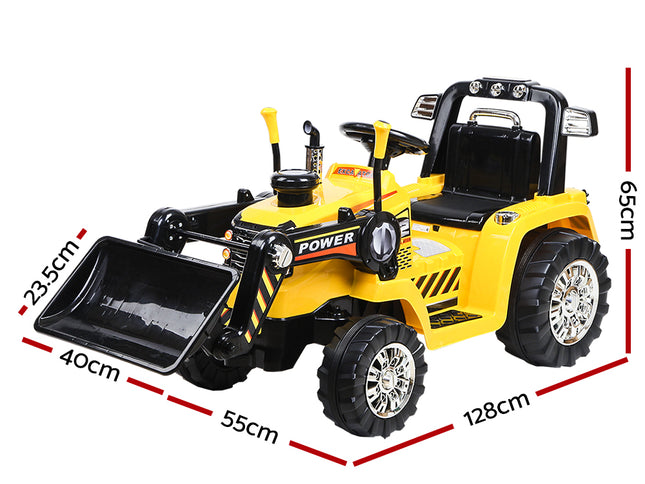 Rigo Kids Electric Ride On Car Bulldozer Digger Loader Remote 6V Yellow