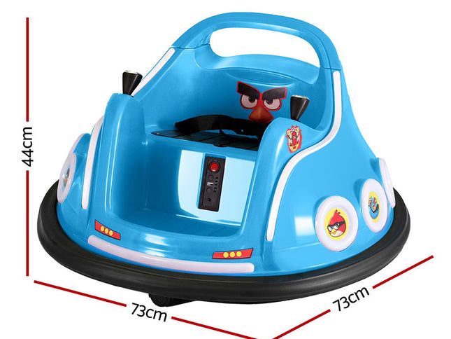 Kids Ride On Car Bumper Electric Toys Cars Light Remote Angry Birds Sticker Blue
