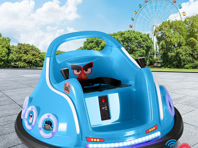 Kids Ride On Car Bumper Electric Toys Cars Light Remote Angry Birds Sticker Blue