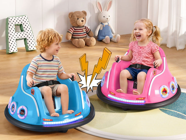 Kids Ride On Car Bumper Electric Toys Cars with Remote Control Stickers Light Blue Pink
