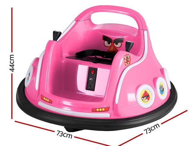 Kids Ride On Car Bumper Electric Ride On Cars Light Remote Angry Birds Sticker Pink