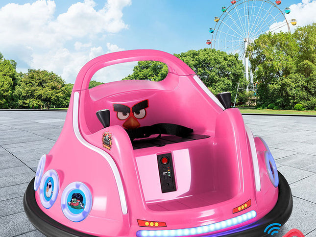 Kids Ride On Car Bumper Electric Ride On Cars Light Remote Angry Birds Sticker Pink