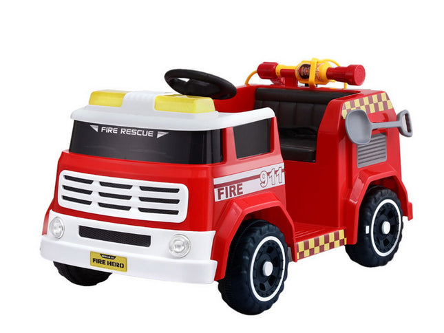 Rigo Kids Ride On Car Electric Fire Engine Fighting Truck with Water Gun Music