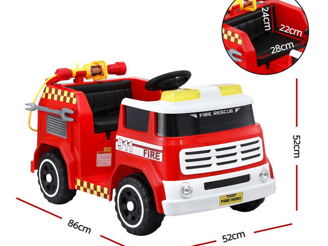 Rigo Kids Ride On Car Electric Fire Engine Fighting Truck with Water Gun Music