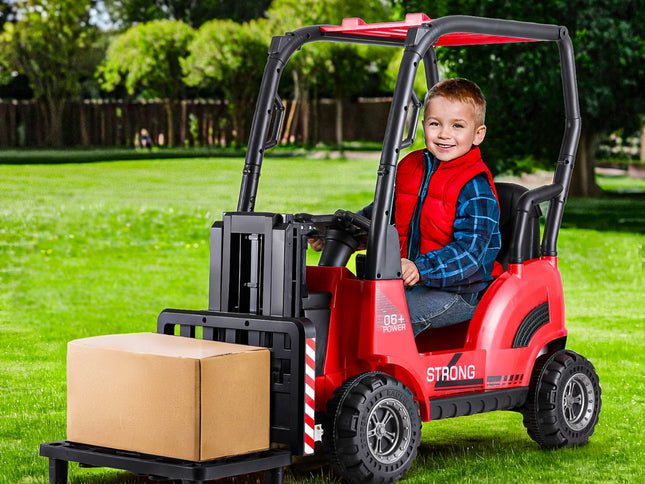 Rigo Kids Electric Ride On Car Forklift Loader Toys Cars Horn Remote 12V Red