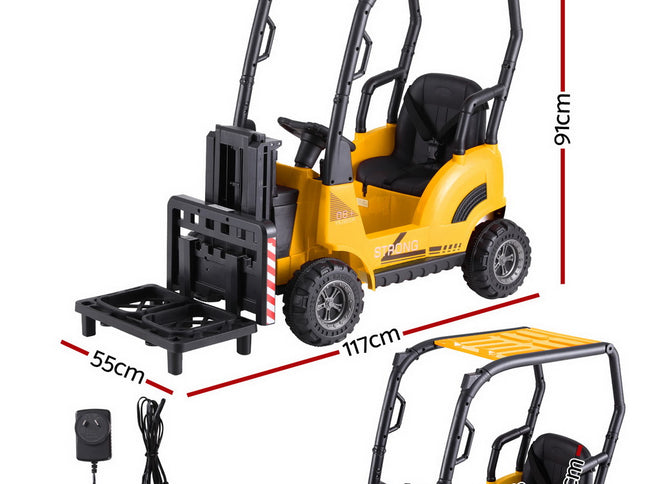 Rigo Kids Electric Ride On Car Forklift Loader Toys Cars Horn Remote 12V Yellow