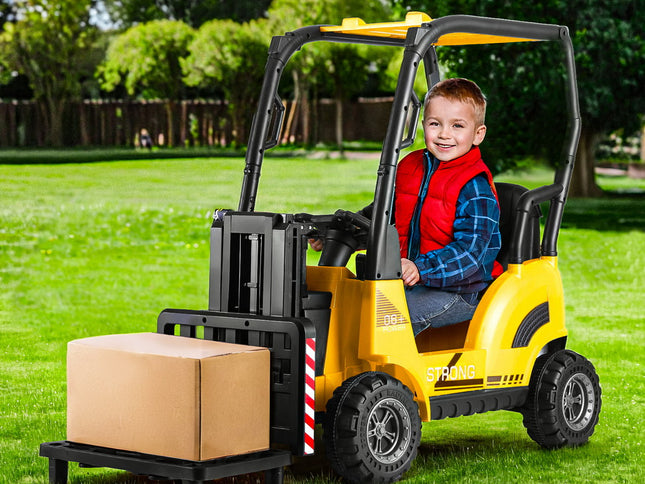 Rigo Kids Electric Ride On Car Forklift Loader Toys Cars Horn Remote 12V Yellow
