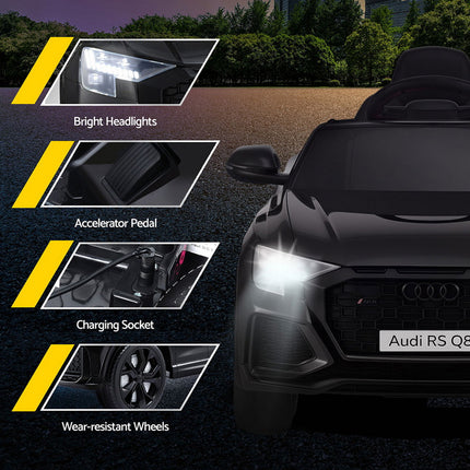 Kids Ride On Car Licensed RSQ8 Electric Toy Black Remote 12V Cars Black