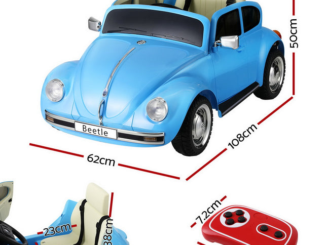 Kids Ride On Car Licensed Volkswagen Beetle Electric Toys Horn Remote 6V Blue