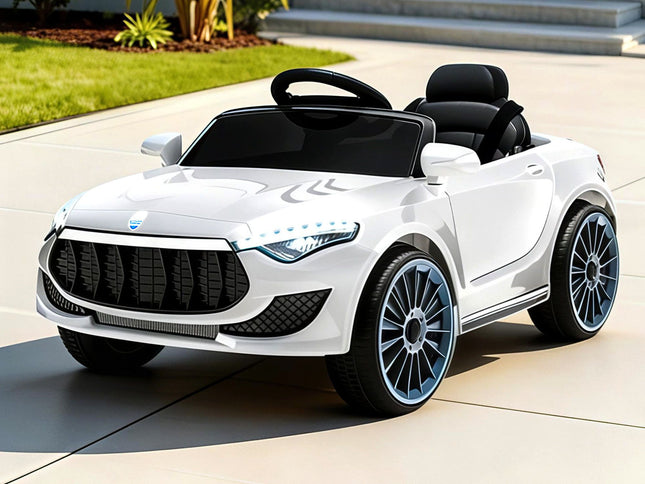 Rigo Kids Electric Ride On Car Cars Music Headlight Remote Control 12V White